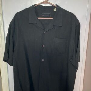 Tommy Bahama button up polo , 100% silk , black , XL